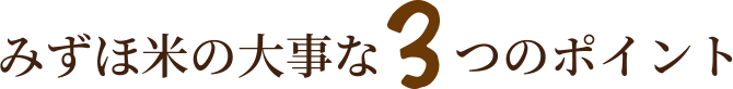 みずほ米の大事な3つのポイント